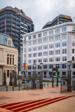 Ornamental gates and office buildings in Wellington NZ