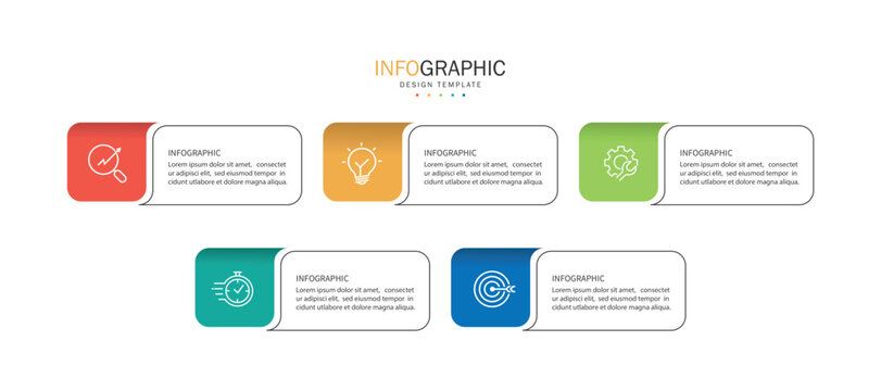 Business infographic template. 5 Step timeline journey. Process diagram, Infographic elements vector illustration.