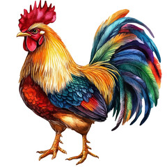 watercolor painting of Chicken, isolated on a white background. © trovexa