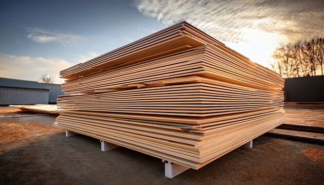plywood stacked a neat stack of plywood sheets showcasing the raw natural grain and texture of the wood hinting at potential for construction and creativity