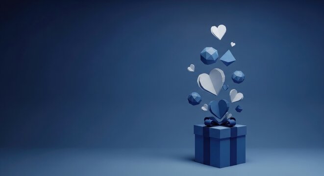 Abstract blue christmas tree with gifts a modern holiday composition