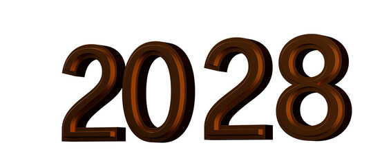 2028 number illustration in a modern 3D style. Perfect for new year greetings and futuristic concept © vegefox.com