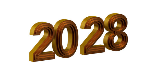 3D render of the year 2028 in metallic style. Perfect for New Year greetings, business pr © vegefox.com