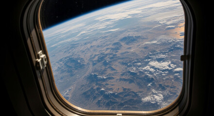 Naklejka premium Earth View From Spacecraft Window