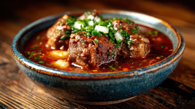 A hearty stew served in a rustic bowl, showcasing rich colors and textures that highlight the warmth and comfort of home-cooked meals, inviting flavor exploration.