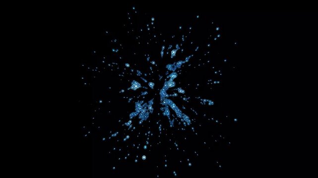 2D water Magic dust, fairy dust glitter seamless loop, shimmer particles motion, magic particle burst star line path on black screen background. blinking retro vector star doodles. 4k video