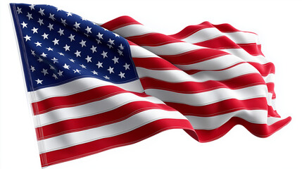 Fototapeta premium Waving American flag in PNG format with transparent background, stars and stripes symbol, patriotic design element, freedom and independence, with copy space