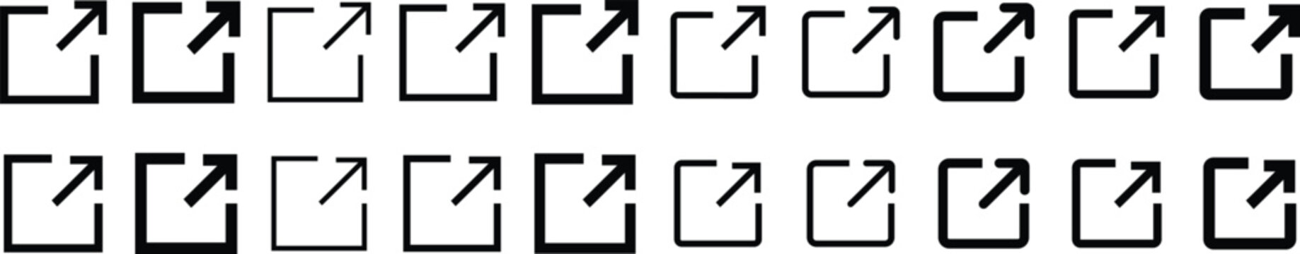 External link icons collection open in new tab symbols black and white internet illustration collection navigation technology interface redirect download
