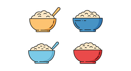 Obraz premium Oatmeal Bowl Plate Line art minimal abstract creative vector