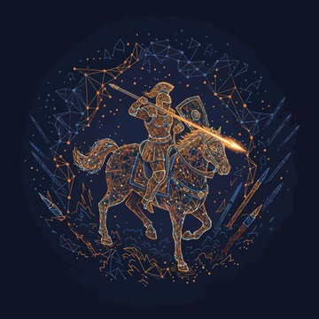 Knight on Horseback with Sword and Shield.