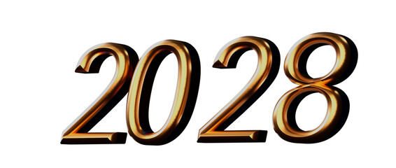 Golden 2028 rendered isolated on white background.  Perfect for New Year greetings, business and fin © vegefox.com