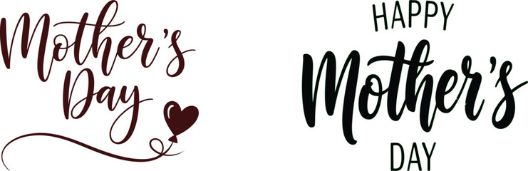 Fototapeta premium Elegant mother's day typography with heart and brushstroke calligraphy design