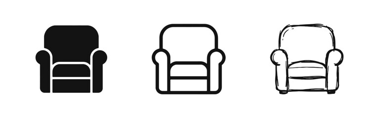 Fototapeta premium Comfortable Armchair and Living Room Furniture Icon Set