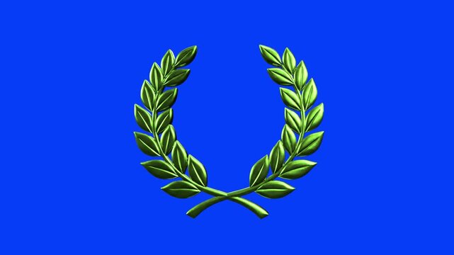 A vibrant green 3D laurel wreath, a timeless symbol of peace, victory, and academic success. Ideal for educational graduation themes and peaceful achievement concepts.