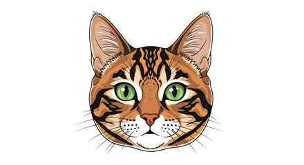 Obraz premium Bengal Cat Face Portrait, Wild Animal, Domestic Pet, Green Eyes, Striped Fur