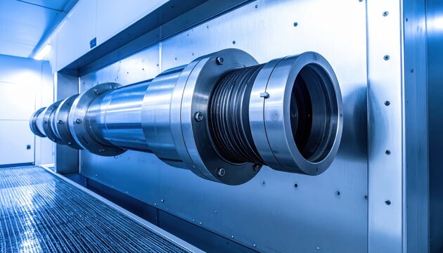 A detailed macro view of a cryogenic cooling system featuring intricate polished metal tubing and industrial hardware components integrated into a precision engineered machine framework.