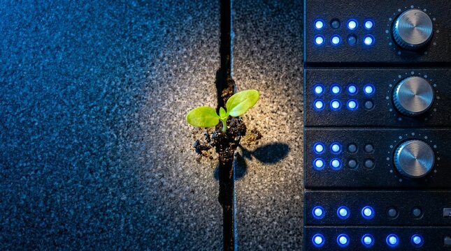 Sprout growing between electronic server units