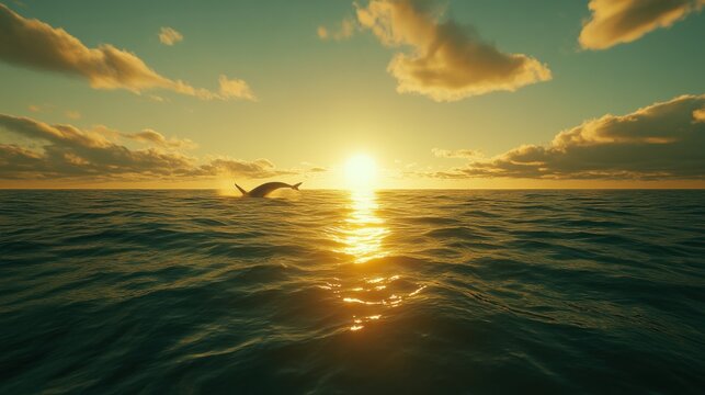 Whale Sunset Leap: A Breathtaking Ocean Scene