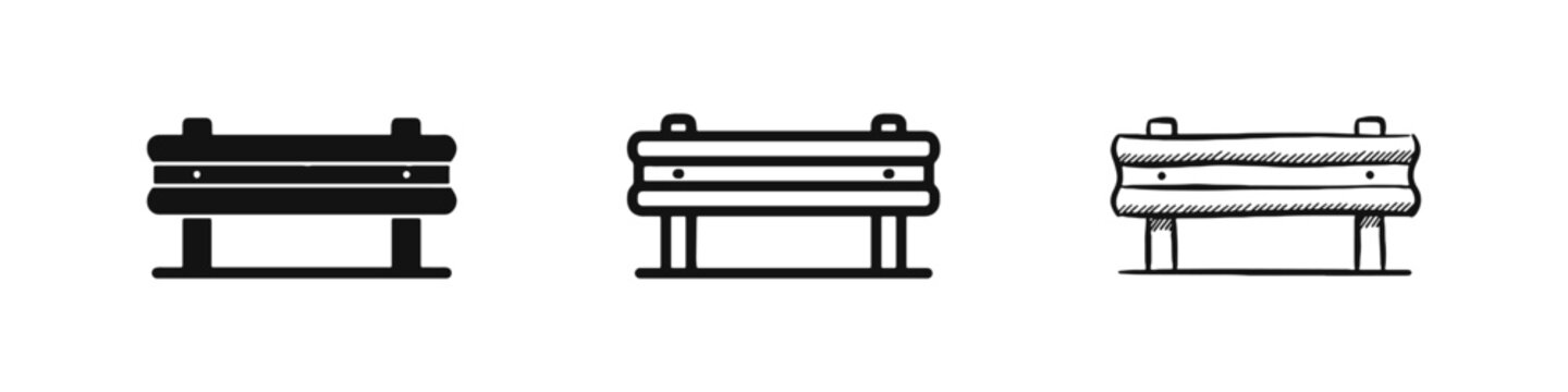 Road Barrier and Guardrail Icon Set for Traffic Safety and Infrastructure