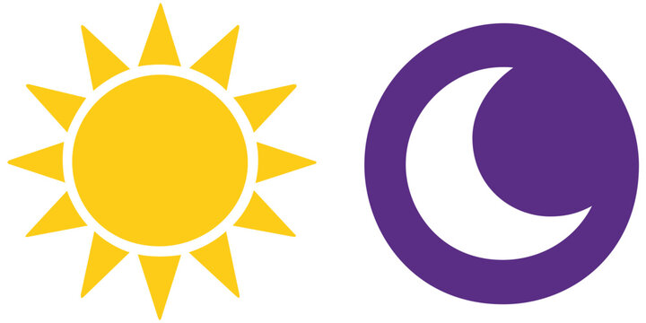 Abstract Celestial Sun and Moon Symbol Vector for Modern Branding. A clean and stylish vector illustration of the sun rays intertwined with a crescent moon and stars. Flat minimalist style 