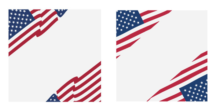 American flag corner silhouettes patriotic design with stars and stripes