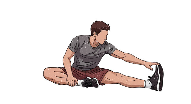 Man stretching hamstrings, fitness exercise, healthy lifestyle