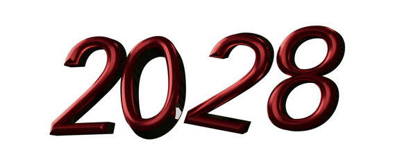 Bold red 2028 numerals. Perfect for New Year greetings, future concepts, and event announ © vegefox.com