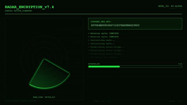 Radar Encryption v7 4 Cyber Security Digital HUD Background.