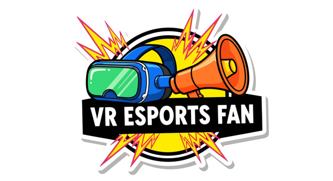 VR esports fan logo with megaphone and goggles