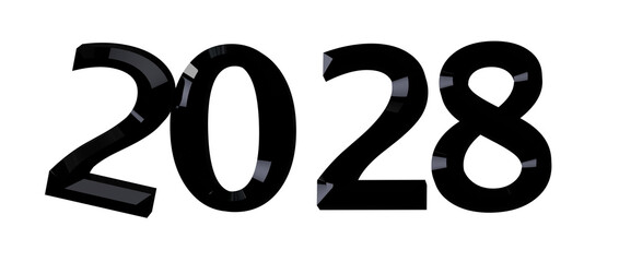 Bold black 2028 text against a clean white background. Perfect for new year greetings or © vegefox.com