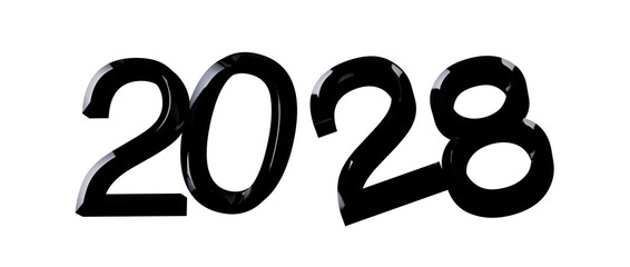 Bold black 2028 text against a clean white background. Perfect for new year greetings, in © vegefox.com