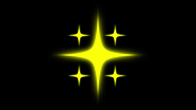 Sparkle twinkle stars animation in 4k with glowing glitter particle trail, magic star pop burst, cartoon doodle shine effect on black screen loop