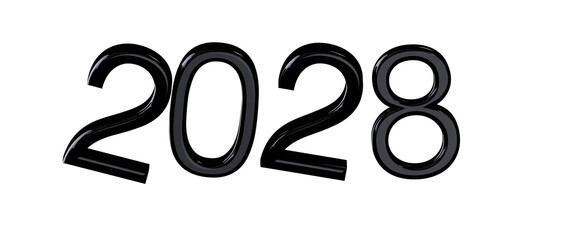 Obraz premium Stylish 2028 text design in black color, ideal for new year and future-themed projects.