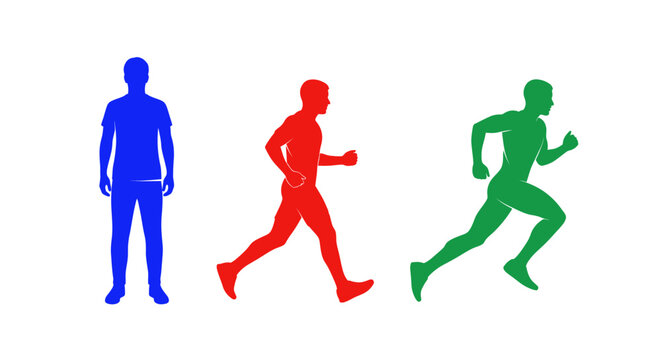 Three Men Running Side by Side.