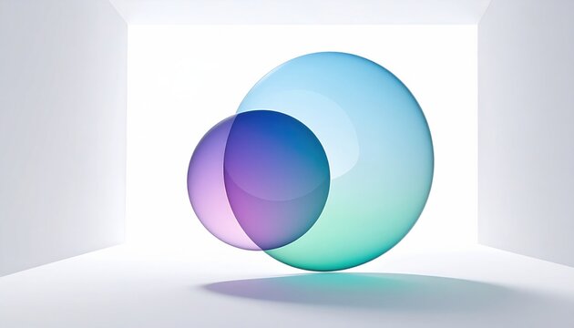 Abstract representation of quantum superposition with overlapping translucent colored spheres on a neutral surface creating a visual metaphor for theoretical physics concepts.
