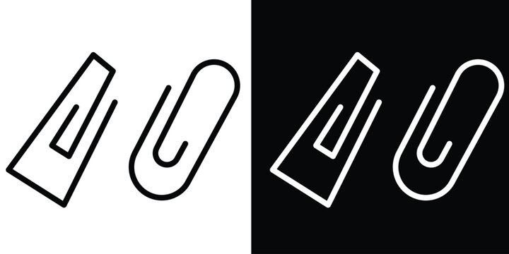 Clip vector icon set. Attach file or document paper clip symbol. Paperclip sign in black color.with white backgroundEPS10