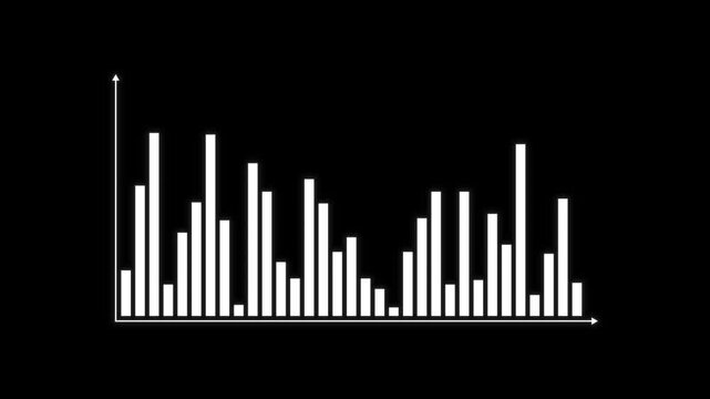 4K bar graph data reveal animation with sequential growth and subtle glow on black