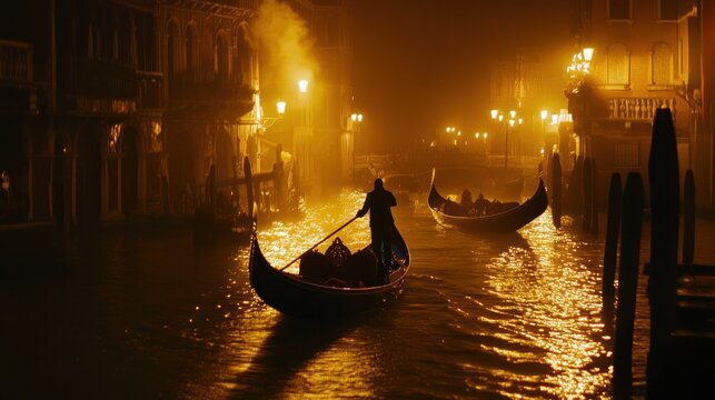 Enchanted Venetian Night: Gondola Ride Through Misty Canals