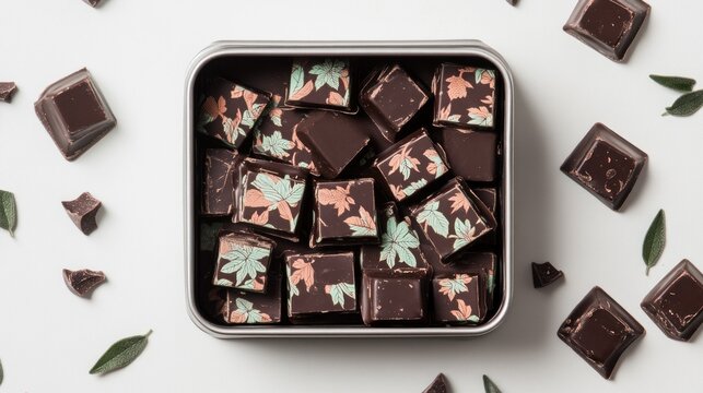 Artisan Dark Chocolate Box with Floral Design