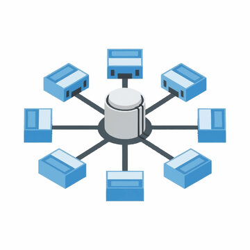 Central server connected to multiple devices in a network.