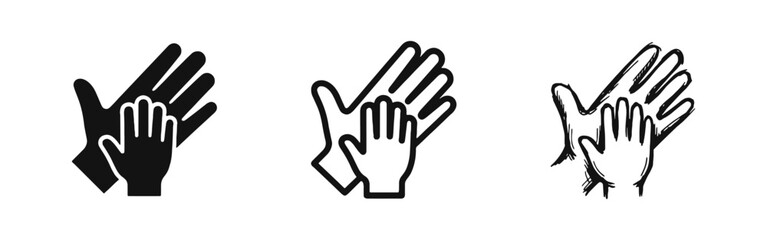 Obraz premium Hands together icon set representing care and family support