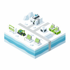Naklejka premium Eco friendly energy production isometric illustration.