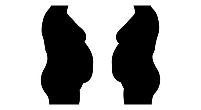 Pregnant belly silhouettes, maternity icons, black pregnant women, vector pregnancy