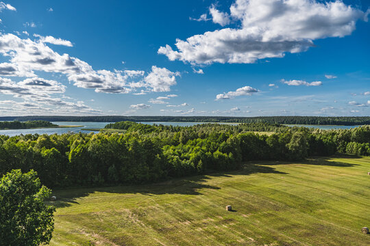 Landscape with Lake Wigry in Podlasie visible in the distance