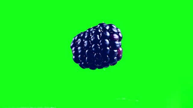 An animated blue-colored berry with a detailed surface on a chroma key background. Useful for creative food concepts, stylized graphics, or representing fantasy fruits in games.