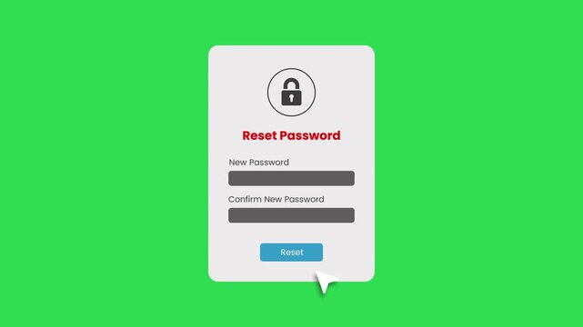 Website user interface, reset forgotten password animation isolated on green background