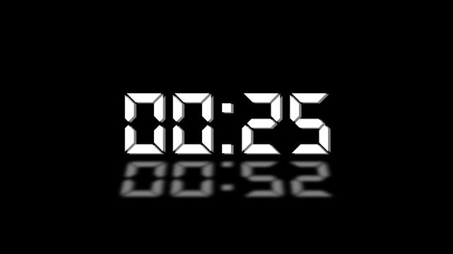 Countdown Digital Clock Animation 30 to 0 second Countdown digital clock timer icon.Animation of glowing 30 to 0 second countdown timer. minute stopwatch , analog clock icon animation. 4k video