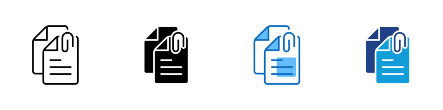 Document Attachment Multiple Style Icon Design Vector - Files with tag representing document attachment, file organization, and record management