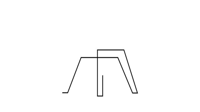 Animated self drawing of continuous line draw of  nightstand bed table. Side table table single outline   Full length one line animation. 4K
