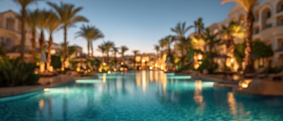 Fototapeta premium Blurred luxury all inclusive resort in Egypt with pool and summer mood.